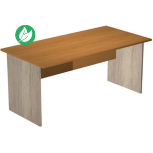 Bureau droit Pronto Bois - L.180 x P.80 cm - Plateau Aulne - Pieds panneau Chêne Canadien Bureau droit Pronto Bois - L.180 x P.80 cm - Plateau Aulne - Pieds panneau Chêne Canadien