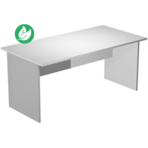 Bureau droit Pronto Bois - L.180 x P.80 cm - Plateau Blanc - Pieds panneau Aluminium Bureau droit Pronto Bois - L.180 x P.80 cm - Plateau Blanc - Pieds panneau Aluminium