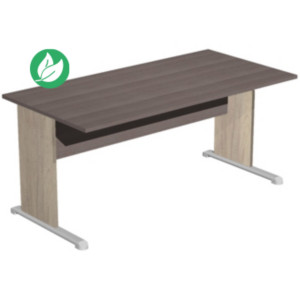 Bureau droit Pronto Bois - L.180 x P.80 cm - Plateau Cendre - Pieds L Chêne Canadien Bureau droit Pronto Bois - L.180 x P.80 cm - Plateau Cendre - Pieds L Chêne Canadien