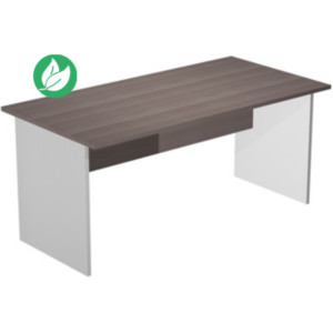 Bureau droit Pronto Bois - L.180 x P.80 cm - Plateau Cendre - Pieds panneau Aluminium Bureau droit Pronto Bois - L.180 x P.80 cm - Plateau Cendre - Pieds panneau Aluminium