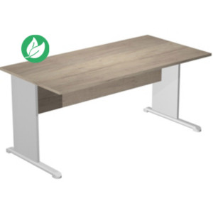 Bureau droit Pronto Bois - L.180 x P.80 cm - Plateau Chêne Canadien - Pieds L Aluminium Bureau droit Pronto Bois - L.180 x P.80 cm - Plateau Chêne Canadien - Pieds L Aluminium