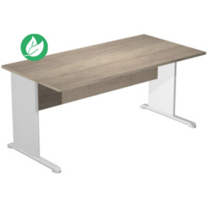 Bureau droit Pronto Bois - L.180 x P.80 cm - Plateau Chêne Canadien - Pieds L Blanc Bureau droit Pronto Bois - L.180 x P.80 cm - Plateau Chêne Canadien - Pieds L Blanc