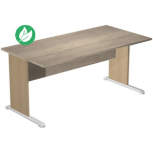 Bureau droit Pronto Bois - L.180 x P.80 cm - Plateau Chêne Canadien - Pieds L Chêne Bureau droit Pronto Bois - L.180 x P.80 cm - Plateau Chêne Canadien - Pieds L Chêne