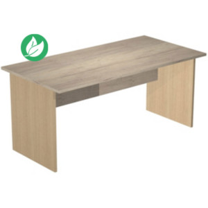 Bureau droit Pronto Bois - L.180 x P.80 cm - Plateau Chêne Canadien - Pieds panneau Chêne Bureau droit Pronto Bois - L.180 x P.80 cm - Plateau Chêne Canadien - Pieds panneau Chêne