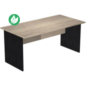 Bureau droit Pronto Bois - L.180 x P.80 cm - Plateau Chêne Canadien - Pieds panneau Noir Bureau droit Pronto Bois - L.180 x P.80 cm - Plateau Chêne Canadien - Pieds panneau Noir
