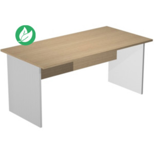 Bureau droit Pronto Bois - L.180 x P.80 cm - Plateau Chêne - Pieds panneau Aluminium Bureau droit Pronto Bois - L.180 x P.80 cm - Plateau Chêne - Pieds panneau Aluminium