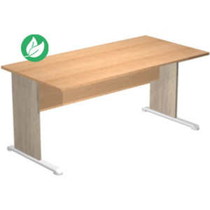 Bureau droit Pronto Bois - L.180 x P.80 cm - Plateau Hêtre - Pieds L Chêne Canadien Bureau droit Pronto Bois - L.180 x P.80 cm - Plateau Hêtre - Pieds L Chêne Canadien