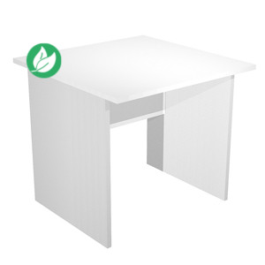 Bureau droit Pronto Bois - L.80 x P.80 cm - Plateau Blanc - Pieds panneaux Aluminium Bureau droit Pronto Bois - L.80 x P.80 cm - Plateau Blanc - Pieds panneaux Aluminium