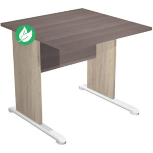 Bureau droit Pronto Bois - L.80 x P.80 cm - Plateau Cendre - Pieds L Chêne Canadien Bureau droit Pronto Bois - L.80 x P.80 cm - Plateau Cendre - Pieds L Chêne Canadien