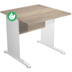 Bureau droit Pronto Bois - L.80 x P.80 cm - Plateau Chêne Canadien - Pieds L Blanc Bureau droit Pronto Bois - L.80 x P.80 cm - Plateau Chêne Canadien - Pieds L Blanc
