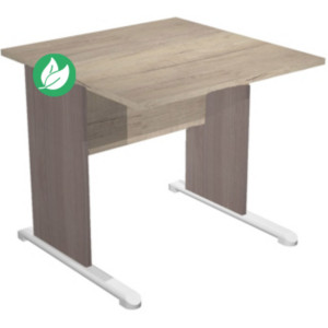 Bureau droit Pronto Bois - L.80 x P.80 cm - Plateau Chêne Canadien - Pieds L Cendre Bureau droit Pronto Bois - L.80 x P.80 cm - Plateau Chêne Canadien - Pieds L Cendre