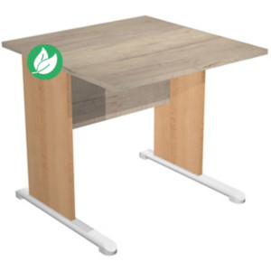 Bureau droit Pronto Bois - L.80 x P.80 cm - Plateau Chêne Canadien - Pieds L Hêtre