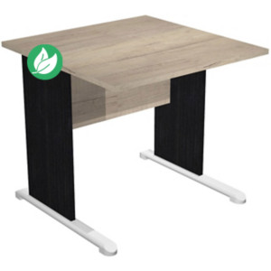 Bureau droit Pronto Bois - L.80 x P.80 cm - Plateau Chêne Canadien - Pieds L Noir Bureau droit Pronto Bois - L.80 x P.80 cm - Plateau Chêne Canadien - Pieds L Noir