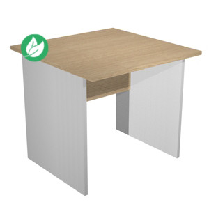 Bureau droit Pronto Bois - L.80 x P.80 cm - Plateau Chêne - Pieds panneaux Aluminium Bureau droit Pronto Bois - L.80 x P.80 cm - Plateau Chêne - Pieds panneaux Aluminium