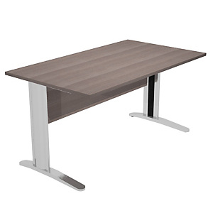 Bureau droit Pronto Prestige - L.160 x P.80 cm - Plateau Cendre - Pieds L Chrome Bureau droit Pronto Prestige - L.160 x P.80 cm - Plateau Cendre - Pieds L Chrome