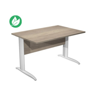 Bureau droit Pronto Métal - L.120 x P.80 cm - Plateau Chêne Canadien - Pieds L Blanc Bureau droit Pronto Métal - L.120 x P.80 cm - Plateau Chêne Canadien - Pieds L Blanc