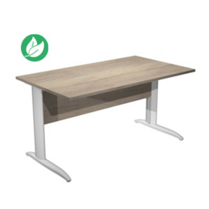 Bureau droit Pronto Métal - L.140 x P.80 cm - Plateau Chêne Canadien - Pieds L Blanc Bureau droit Pronto Métal - L.140 x P.80 cm - Plateau Chêne Canadien - Pieds L Blanc