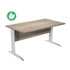 Bureau droit Pronto Métal - L.140 x P.80 cm - Plateau Chêne Canadien - Pieds L Chrome Bureau droit Pronto Métal - L.140 x P.80 cm - Plateau Chêne Canadien - Pieds L Chrome