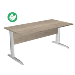Bureau droit Pronto Métal - L.160 x P.80 cm - Plateau Chêne Canadien - Pieds L Aluminium Bureau droit Pronto Métal - L.160 x P.80 cm - Plateau Chêne Canadien - Pieds L Aluminium