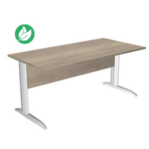 Bureau droit Pronto Métal - L.160 x P.80 cm - Plateau Chêne Canadien - Pieds L Blanc Bureau droit Pronto Métal - L.160 x P.80 cm - Plateau Chêne Canadien - Pieds L Blanc