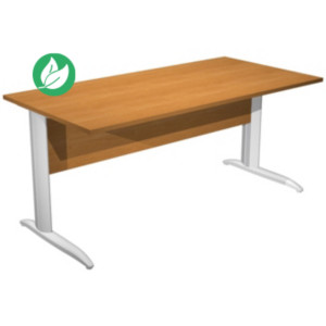 Bureau droit Pronto Métal - L.180 x P.80 cm - Plateau Aulne - Pieds droit L Aluminium Bureau droit Pronto Métal - L.180 x P.80 cm - Plateau Aulne - Pieds droit L Aluminium
