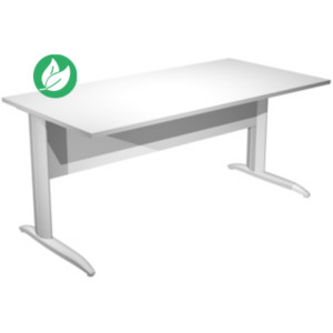 Bureau droit Pronto Métal - L.180 x P.80 cm - Plateau Blanc - Pieds droit L Aluminium Bureau droit Pronto Métal - L.180 x P.80 cm - Plateau Blanc - Pieds droit L Aluminium