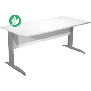Bureau droit Pronto Métal - L.180 x P.80 cm - Plateau Blanc - Pieds droit L Anthracite Bureau droit Pronto Métal - L.180 x P.80 cm - Plateau Blanc - Pieds droit L Anthracite