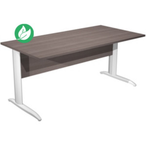 Bureau droit Pronto Métal - L.180 x P.80 cm - Plateau Cendre - Pieds droit L Blanc Bureau droit Pronto Métal - L.180 x P.80 cm - Plateau Cendre - Pieds droit L Blanc