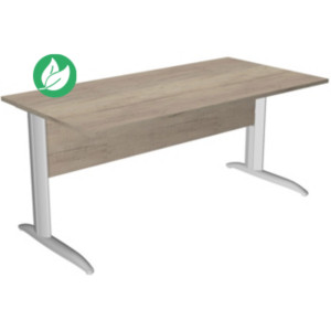 Bureau droit Pronto Métal - L.180 x P.80 cm - Plateau Chêne Canadien - Pieds droit L Aluminium Bureau droit Pronto Métal - L.180 x P.80 cm - Plateau Chêne Canadien - Pieds droit L Aluminium