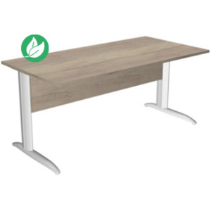 Bureau droit Pronto Métal - L.180 x P.80 cm - Plateau Chêne Canadien - Pieds droit L Blanc Bureau droit Pronto Métal - L.180 x P.80 cm - Plateau Chêne Canadien - Pieds droit L Blanc