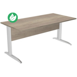 Bureau droit Pronto Métal - L.180 x P.80 cm - Plateau Chêne Canadien - Pieds droit L Chrome Bureau droit Pronto Métal - L.180 x P.80 cm - Plateau Chêne Canadien - Pieds droit L Chrome