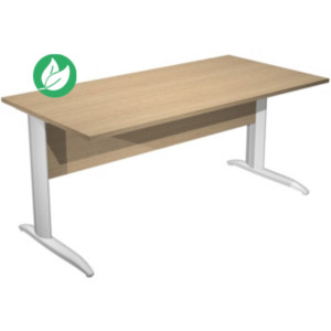 Bureau droit Pronto Métal - L.180 x P.80 cm - Plateau Chêne - Pieds droit L Aluminium Bureau droit Pronto Métal - L.180 x P.80 cm - Plateau Chêne - Pieds droit L Aluminium