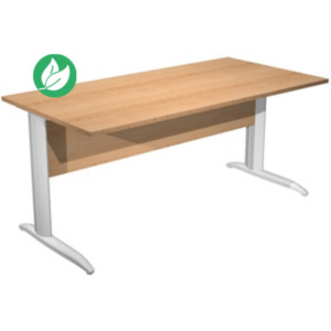 Bureau droit Pronto Métal - L.180 x P.80 cm - Plateau Hêtre - Pieds droit L Aluminium Bureau droit Pronto Métal - L.180 x P.80 cm - Plateau Hêtre - Pieds droit L Aluminium
