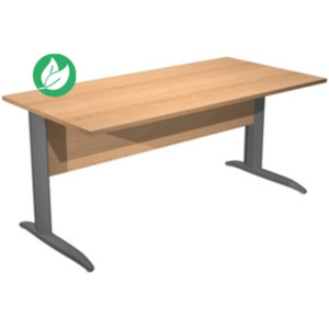 Bureau droit Pronto Métal - L.180 x P.80 cm - Plateau Hêtre - Pieds droit L Anthracite Bureau droit Pronto Métal - L.180 x P.80 cm - Plateau Hêtre - Pieds droit L Anthracite