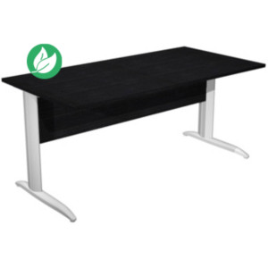 Bureau droit Pronto Métal - L.180 x P.80 cm - Plateau Noir - Pieds droit L Aluminium Bureau droit Pronto Métal - L.180 x P.80 cm - Plateau Noir - Pieds droit L Aluminium