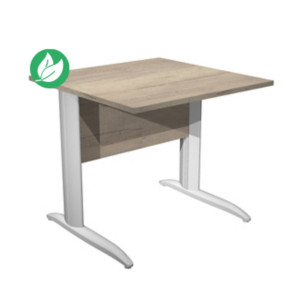 Bureau droit Pronto Métal - L.80 x P.80 cm - Plateau Chêne Canadien - Pieds L Chrome Bureau droit Pronto Métal - L.80 x P.80 cm - Plateau Chêne Canadien - Pieds L Chrome