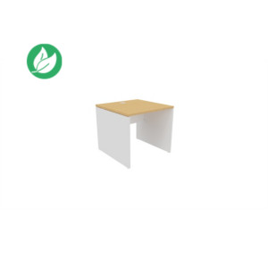 Bureau droit Évolution L. 80 x P. 80 cm - Plateau Hêtre - Pieds pleins blancs Bureau droit Évolution L. 80 x P. 80 cm - Plateau Hêtre - Pieds pleins blancs