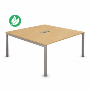 Bureau manager Burocolor L.140 x P.143 cm plateau avec trappe d'accès Hêtre - pieds métal Aluminium Bureau manager Burocolor L.140 x P.143 cm plateau avec trappe d'accès Hêtre - pieds métal Aluminium