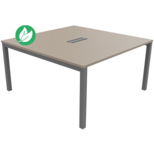 Bureau manager Burocolor avec trappe d'accès - L.140 x P.143 cm - Plateau Argile - Pieds Aluminium Bureau manager Burocolor avec trappe d'accès - L.140 x P.143 cm - Plateau Argile - Pieds Aluminium