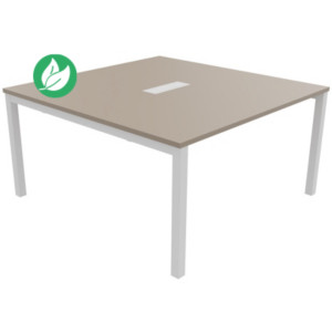 Bureau manager Burocolor avec trappe d'accès - L.140 x P.143 cm - Plateau Argile - Pieds Blanc Bureau manager Burocolor avec trappe d'accès - L.140 x P.143 cm - Plateau Argile - Pieds Blanc