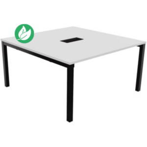 Bureau manager Burocolor avec trappe d'accès - L.140 x P.143 cm - Plateau Blanc - Pieds Noir Bureau manager Burocolor avec trappe d'accès - L.140 x P.143 cm - Plateau Blanc - Pieds Noir