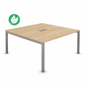 Bureau manager Burocolor avec trappe d'accès - L.140 x P.143 cm - Plateau Chêne Nebraska - Pieds Aluminium Bureau manager Burocolor avec trappe d'accès - L.140 x P.143 cm - Plateau Chêne Nebraska - Pieds Aluminium