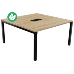 Bureau manager Burocolor avec trappe d'accès - L.140 x P.143 cm - Plateau Chêne Nebraska - Pieds Noir Bureau manager Burocolor avec trappe d'accès - L.140 x P.143 cm - Plateau Chêne Nebraska - Pieds Noir