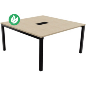 Bureau manager Burocolor avec trappe d'accès - L.140 x P.143 cm - Plateau Chêne - Pieds Noir Bureau manager Burocolor avec trappe d'accès - L.140 x P.143 cm - Plateau Chêne - Pieds Noir