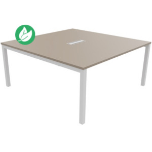 Bureau manager Burocolor avec trappe d'accès - L.160 x P.163 cm - Plateau Argile - Pieds Blanc Bureau manager Burocolor avec trappe d'accès - L.160 x P.163 cm - Plateau Argile - Pieds Blanc