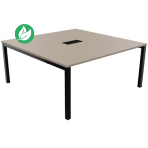 Bureau manager Burocolor avec trappe d'accès - L.160 x P.163 cm - Plateau Argile - Pieds Noir Bureau manager Burocolor avec trappe d'accès - L.160 x P.163 cm - Plateau Argile - Pieds Noir