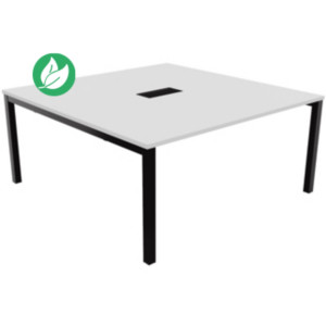 Bureau manager Burocolor avec trappe d'accès - L.160 x P.163 cm - Plateau Blanc - Pieds Noir Bureau manager Burocolor avec trappe d'accès - L.160 x P.163 cm - Plateau Blanc - Pieds Noir