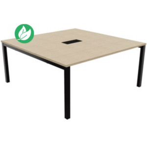 Bureau manager Burocolor avec trappe d'accès - L.160 x P.163 cm - Plateau Chêne - Pieds Noir Bureau manager Burocolor avec trappe d'accès - L.160 x P.163 cm - Plateau Chêne - Pieds Noir