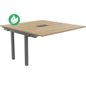 Bureau manager Suivant Burocolor avec trappe d'accès - L.140 x P.143 cm - Plateau Chêne Nebraska - Pieds Aluminium Bureau manager Suivant Burocolor avec trappe d'accès - L.140 x P.143 cm - Plateau Chêne Nebraska - Pieds Aluminium