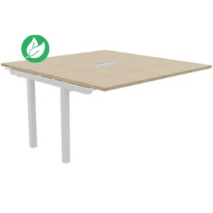 Bureau manager Suivant Burocolor avec trappe d'accès - L.140 x P.143 cm - Plateau Chêne - Pieds Blancs Bureau manager Suivant Burocolor avec trappe d'accès - L.140 x P.143 cm - Plateau Chêne - Pieds Blancs